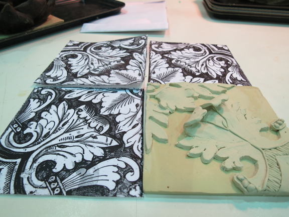 making tiles using a paper copy as reference for the tessellation